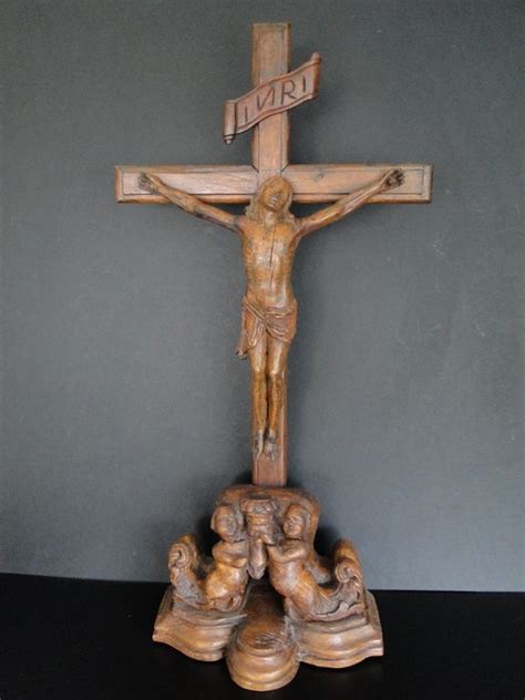 Sculpture, Christ on the cross (1) - Renaissance - Wood - - Catawiki