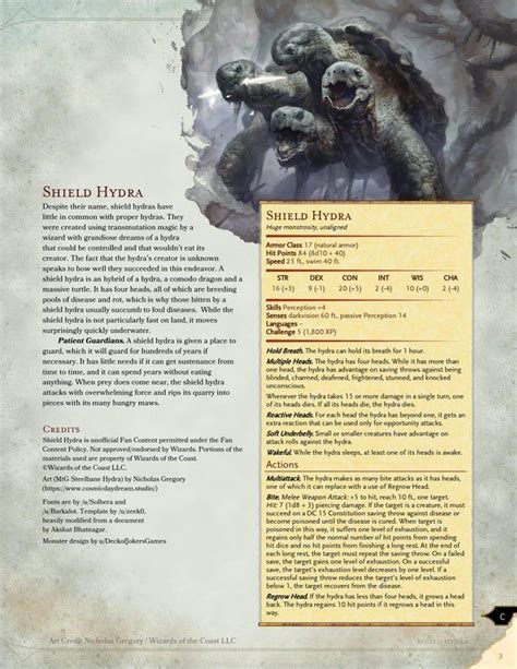 Shield Hydra - A Vicious Turtle with Four Heads - UnearthedArcana | Dungeons and dragons ...