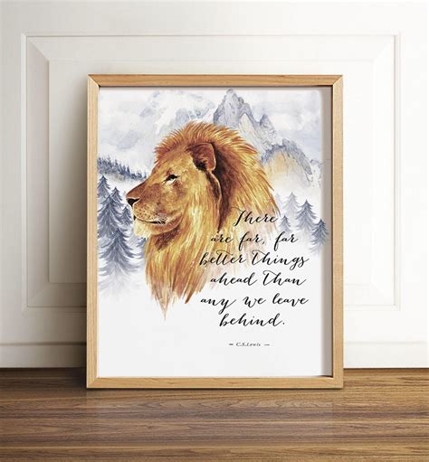 Aslan Quote, Narnia Art Print, C.S. Lewis Printable Quote Poster ~ "There are Far, Far Better ...