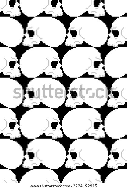 Skull Pixel Art Pattern Seamless 8 Stock Vector (Royalty Free ...