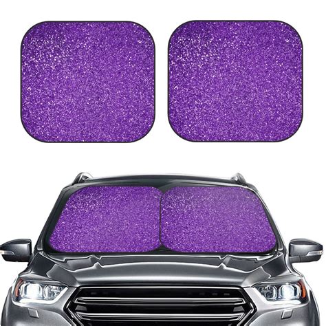 Bingfone Glitter Purple Print 2-Piece Sun Shade Front Windshield ...
