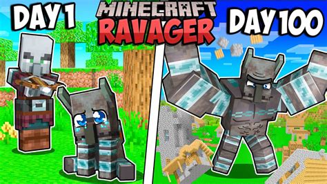 I SURVIVED 100 Days in Minecraft as a RAVAGER - YouTube