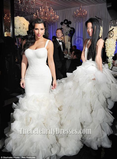 kim kardashian Ivory Mermaid Wedding Gown Bridal Dress ...