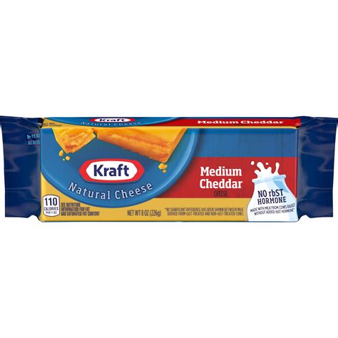 Kraft Medium Cheddar Cheese, 8 oz Block - Walmart.com - Walmart.com