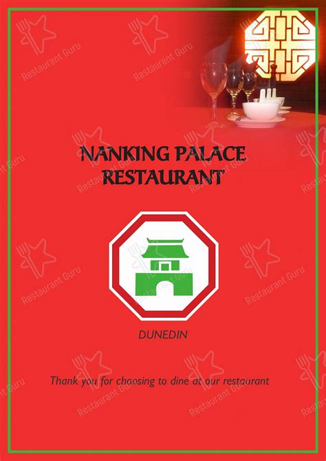 Menu at Nanking Palace Restaurant, Dunedin