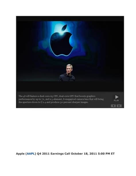 Apple Earnings Call - 4th Quarter 2011 | PDF