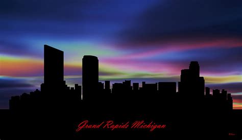 Grand Rapids Michigan Skyline Sunset Digital Art by Gregory Murray | Fine Art America