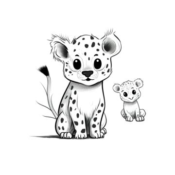 Cute Animals Sketch Wildlife Cartoon Adorable Leopard, Cute Cartoon, Cute Animals, Cartoon PNG ...