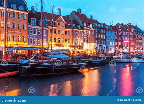 Evening Scenery Of Nyhavn In Copenhagen, Denmark Stock Photo - Image ...