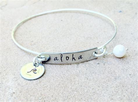 Aloha Bracelet Hawaiian Jewelry Hawaiian Bangle by natashaaloha