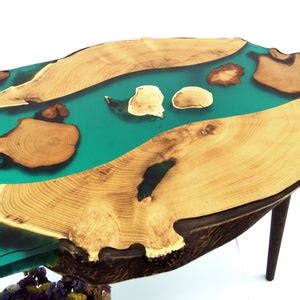 Large live edge wood slab coffee table Epoxy resin side table | Etsy
