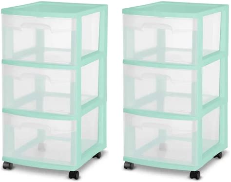 STERILITE 3 DRAWER Cart Multi-Purpose Storage Mint Rolling Containers 2 ...