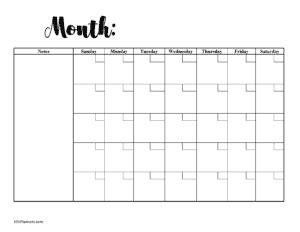 Free Blank Calendar Templates | Word, Excel, PDF for any month