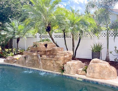 Faux Rock 4 Foot Double Swimming Pool Waterfall on Existing Pool