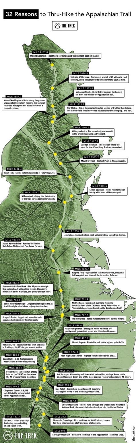 Appalachian Trail Map: 32 Damn Good Reasons to Hike the AT | Appalachian trail map, Appalachian ...