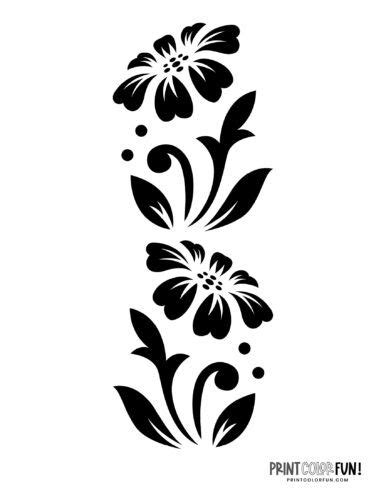 10 free flower stencil designs for printing & craft projects, at PrintColorFun.com in 2024 ...