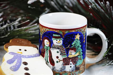 Snowman Cookie And Coffee Mug Free Stock Photo - Public Domain Pictures