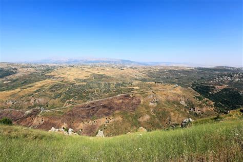 Lebanon: Looking Over the Litani River Valley Towards Mt. Hermon. Stock ...