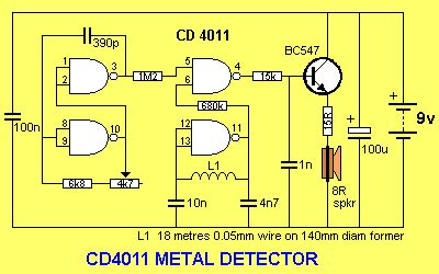 555 Timer Metal Detector Circuit Diagram