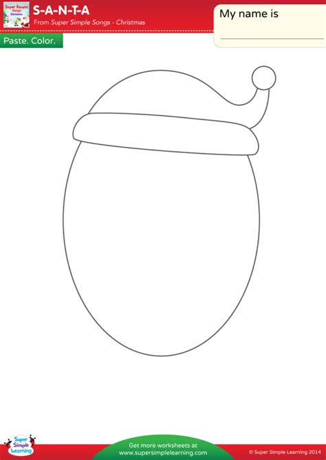 S-A-N-T-A Worksheet - Make A Santa Face - Super Simple