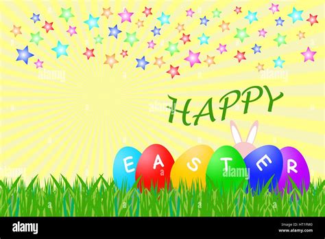 Easter bunny hiding behind eggs hi-res stock photography and images - Alamy