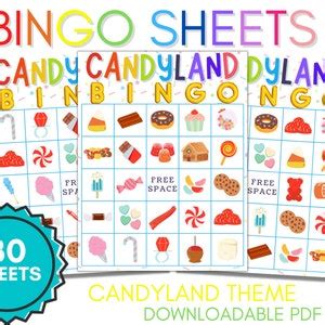 Candyland Printable/downloadable Bingo Game Candy Themed Sugar-inspired ...