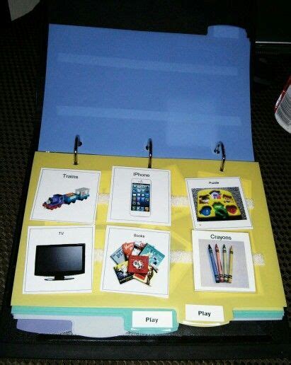 DIY PECS book: - Take a binder - 3 strips of velcro on the front -2 ...