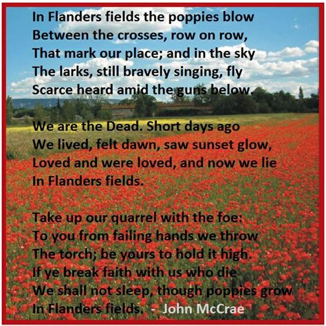 Poppies Poem Flanders Field - Quoteko. | Meaningful Headlines. | Pinterest