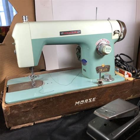 Vintage MORSE Deluxe Portable Sewing Machine Aqua White with Case Works #Morse | Sewing machine ...