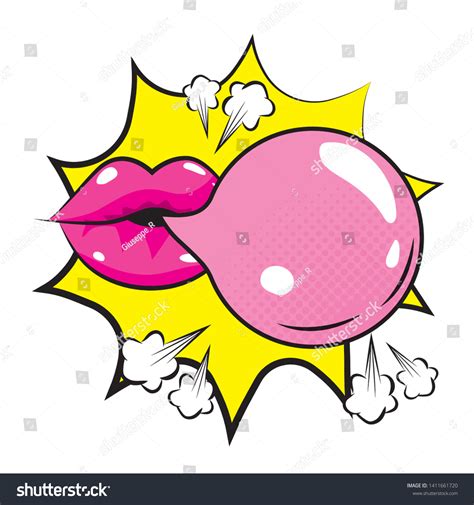 Pop Art Mouth Bubble Gum Cartoon Stock Vector (Royalty Free) 1411661720 | Shutterstock