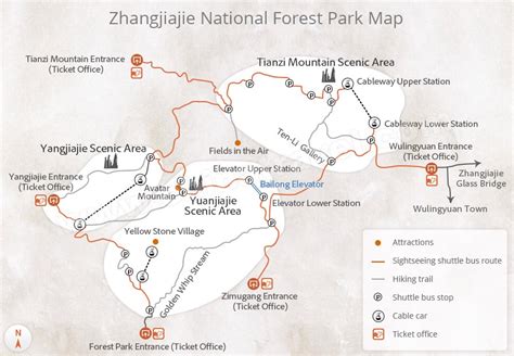 Zhangjiajie National Forest Park Map