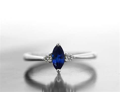 Natural Ceylon Blue Sapphire Engagement Ring-9k/14k White - Etsy