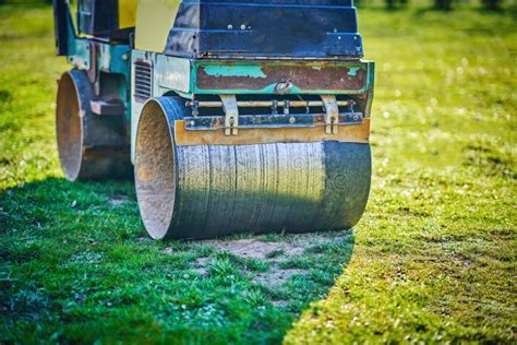 Picture of a Road Roller Machine on the Different Surfaces Stock Image ...