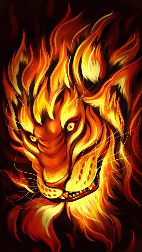 Download Iphone Tiger Fire Head Portrait Wallpaper | Wallpapers.com