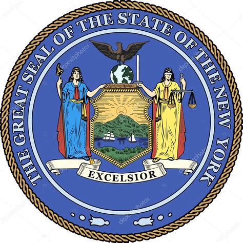 Coat of arms of the State of New York. USA — Stock Photo ...