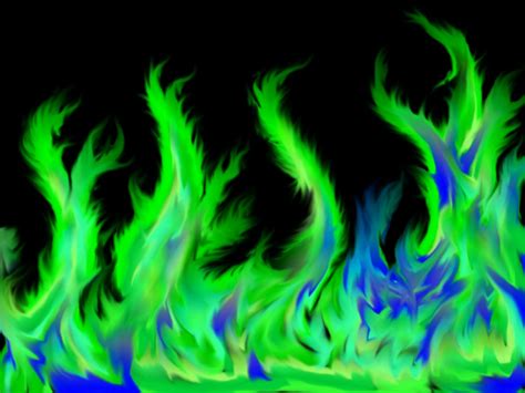 Green and Blue Flames Art Tutorial by Kristin Frisbie