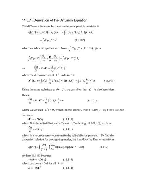 11.E.1. Derivation of the Diffusion Equation