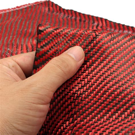 Carbon Fiber Black Red Kevlar Cloth Fabric Twill Weave Panel Sheet ...