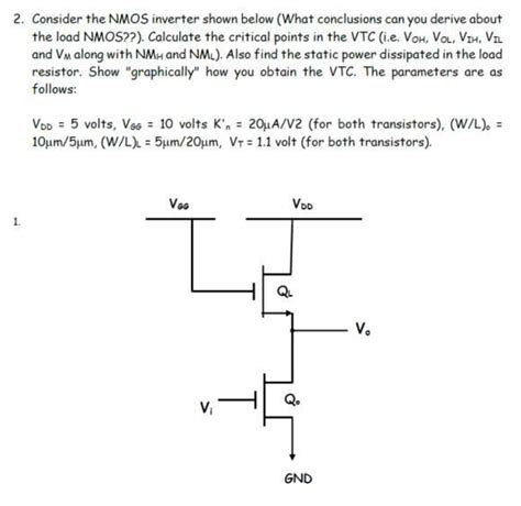 Solved 2. Consider the NMOS inverter shown below (What | Chegg.com