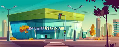 Modern central station on city street 23395576 Vector Art at Vecteezy