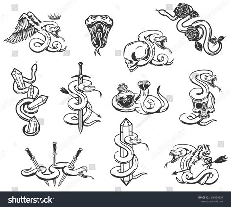 Set Hand Drawn Monochrome Concept Poison Stock Vector (Royalty Free ...