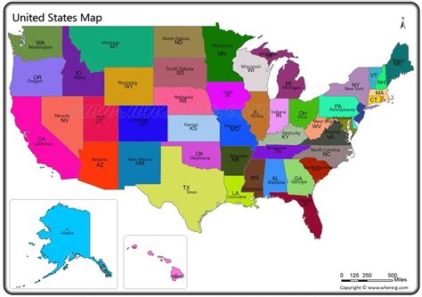 United States Map (US Map) - depicts all the 50 States in the USA Map | United states map, Usa ...