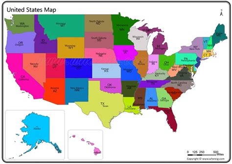 United States Map (US Map) - depicts all the 50 States in the USA Map ...