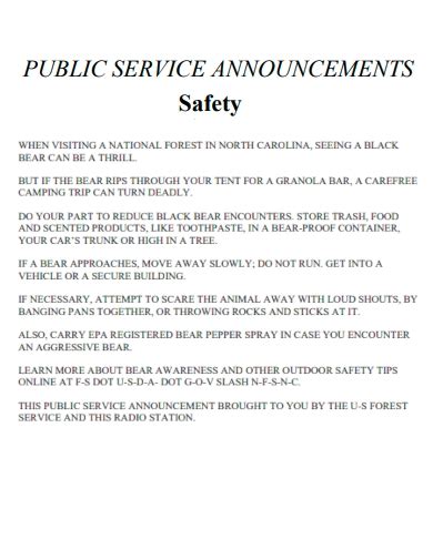 Public Service Announcement - 73+ Examples, Format, PDF