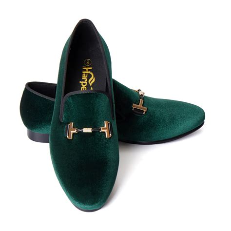 Harpelunde Men Velvet Loafers Green Wedding Buckle Dress Shoes US Size 6 14-in Formal Shoes from ...