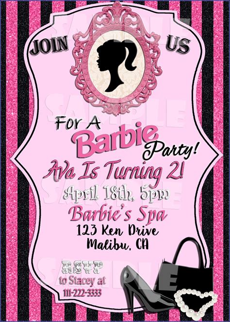 Editable Barbie Birthday Invitations Templates Free - Invitations ...