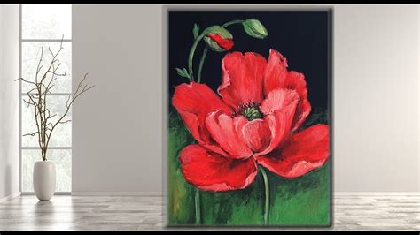 RED POPPY /Acrylic Painting /Simple Flower /STEP by STEP/ MariArtHome ...