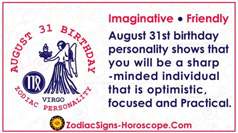 August 31 Zodiac (Virgo) Horoscope Birthday Personality and Lucky Things | ZSH