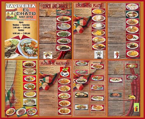 Menu at Taqueria El Chato restaurant, Kingsville