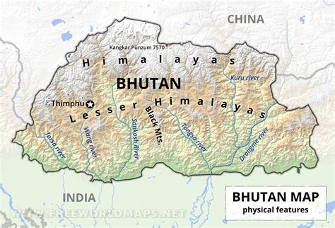 Bhutan Physical Map